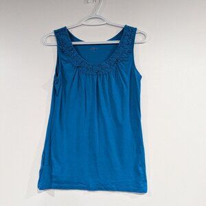 Ann Taylor LOFT Smocked Tank Top Blue Size Small